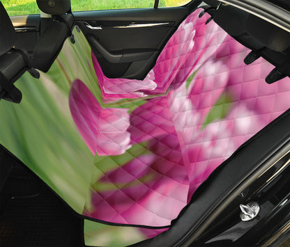 Pink Tulip Print Pet Car Back Seat Cover
