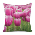 Pink Tulip Print Pillow Cover