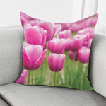 Pink Tulip Print Pillow Cover