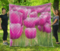 Pink Tulip Print Quilt