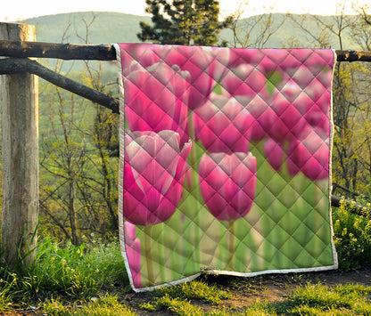 Pink Tulip Print Quilt