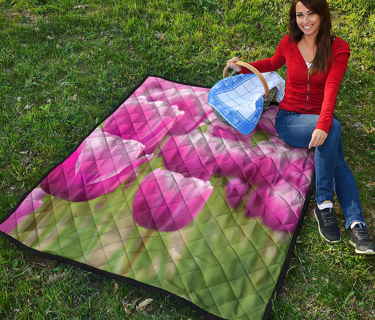 Pink Tulip Print Quilt
