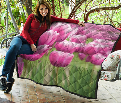 Pink Tulip Print Quilt