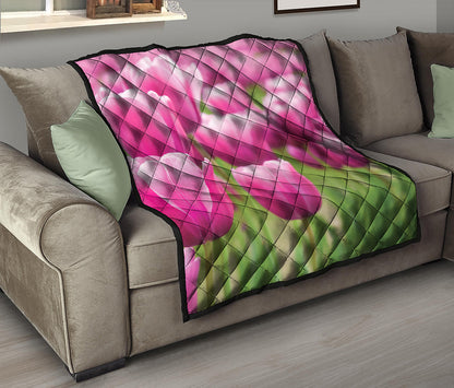 Pink Tulip Print Quilt