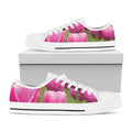 Pink Tulip Print White Low Top Sneakers