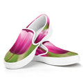 Pink Tulip Print White Slip On Sneakers