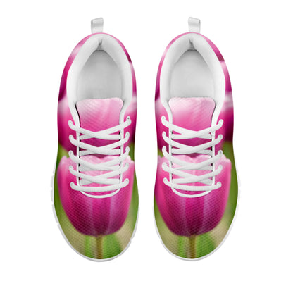 Pink Tulip Print White Sneakers