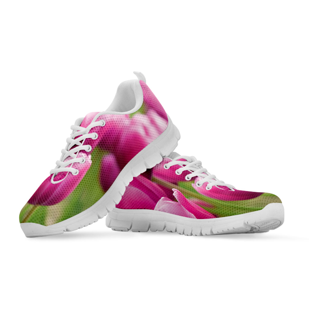 Pink Tulip Print White Sneakers