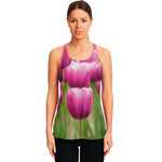Pink Tulip Print Women's Racerback Tank Top