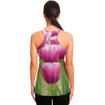 Pink Tulip Print Women's Racerback Tank Top