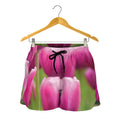 Pink Tulip Print Women's Shorts