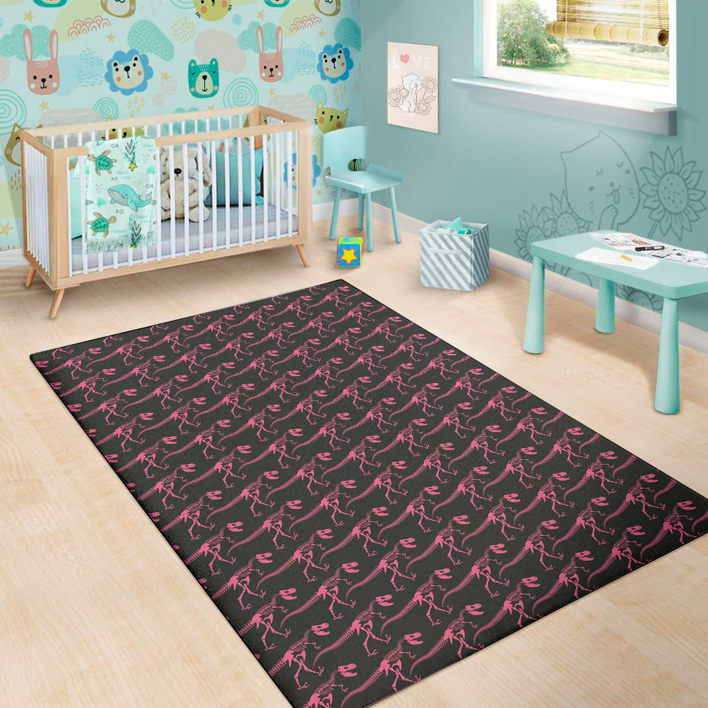 Pink Tyrannosaurus Fossil Pattern Print Area Rug