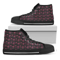 Pink Tyrannosaurus Fossil Pattern Print Black High Top Sneakers