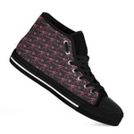 Pink Tyrannosaurus Fossil Pattern Print Black High Top Shoes