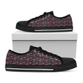 Pink Tyrannosaurus Fossil Pattern Print Black Low Top Sneakers