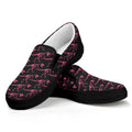 Pink Tyrannosaurus Fossil Pattern Print Black Slip On Sneakers