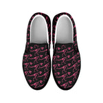 Pink Tyrannosaurus Fossil Pattern Print Black Slip On Shoes