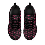 Pink Tyrannosaurus Fossil Pattern Print Black Sneakers