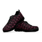 Pink Tyrannosaurus Fossil Pattern Print Black Sneakers