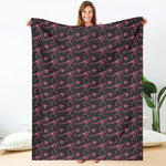 Pink Tyrannosaurus Fossil Pattern Print Blanket