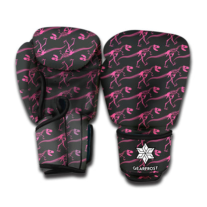 Pink Tyrannosaurus Fossil Pattern Print Boxing Gloves