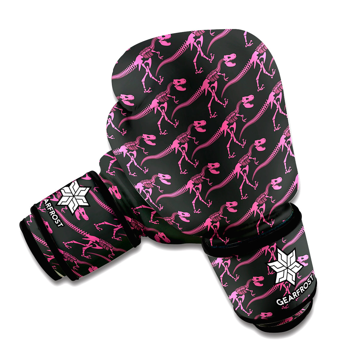 Pink Tyrannosaurus Fossil Pattern Print Boxing Gloves