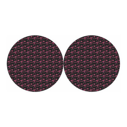 Pink Tyrannosaurus Fossil Pattern Print Car Coasters