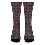 Pink Tyrannosaurus Fossil Pattern Print Crew Socks