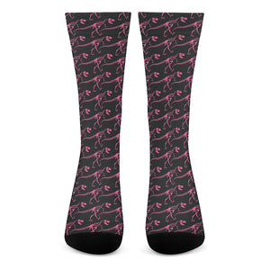 Pink Tyrannosaurus Fossil Pattern Print Crew Socks