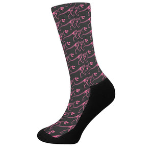 Pink Tyrannosaurus Fossil Pattern Print Crew Socks