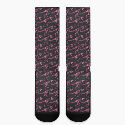 Pink Tyrannosaurus Fossil Pattern Print Crew Socks