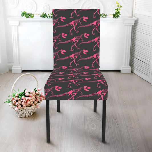 Pink Tyrannosaurus Fossil Pattern Print Dining Chair Slipcover