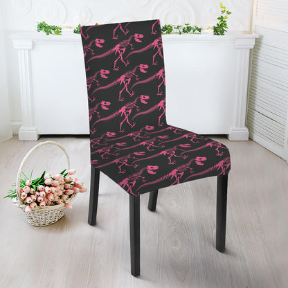 Pink Tyrannosaurus Fossil Pattern Print Dining Chair Slipcover