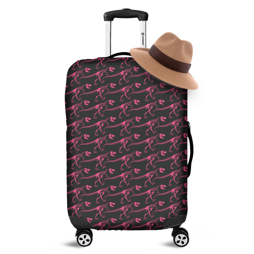Pink Tyrannosaurus Fossil Pattern Print Luggage Cover