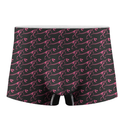 Pink Tyrannosaurus Fossil Pattern Print Men's Boxer Briefs