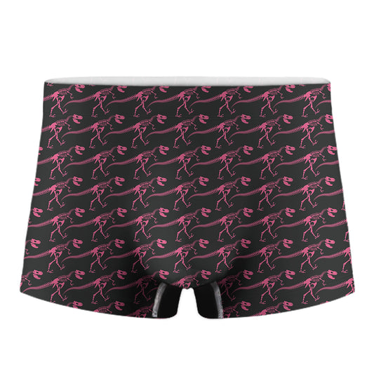 Pink Tyrannosaurus Fossil Pattern Print Men's Boxer Briefs