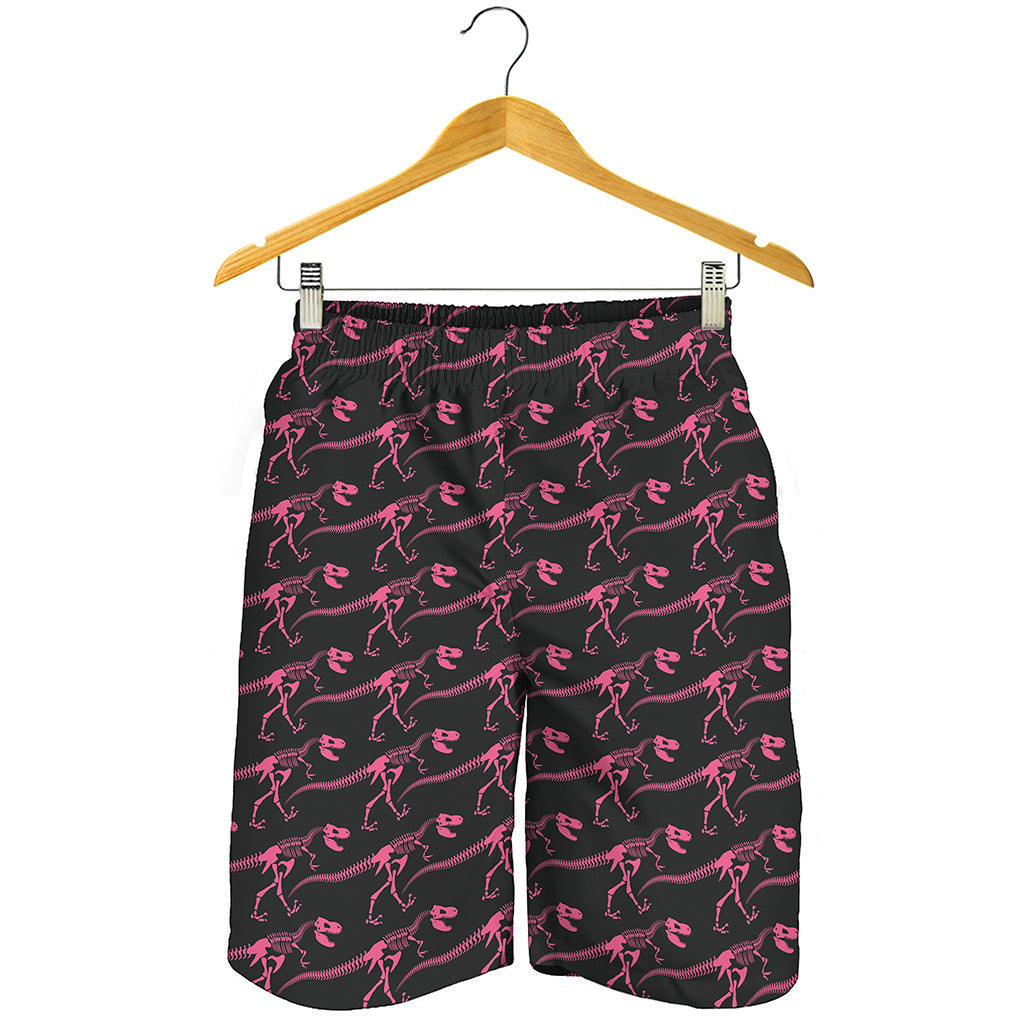 Pink Tyrannosaurus Fossil Pattern Print Men's Shorts