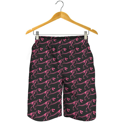 Pink Tyrannosaurus Fossil Pattern Print Men's Shorts