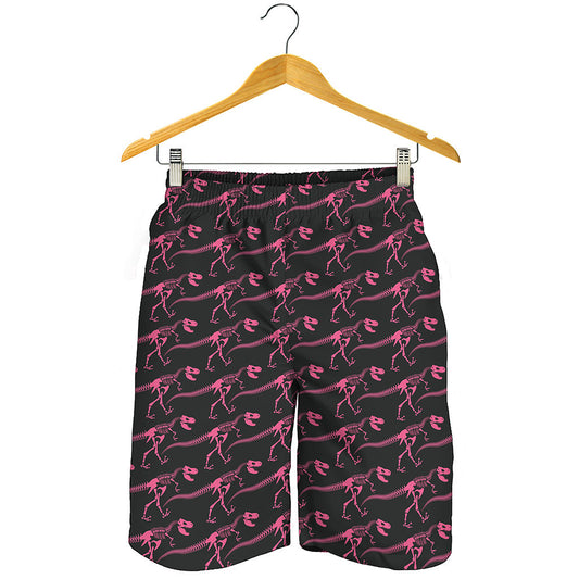 Pink Tyrannosaurus Fossil Pattern Print Men's Shorts