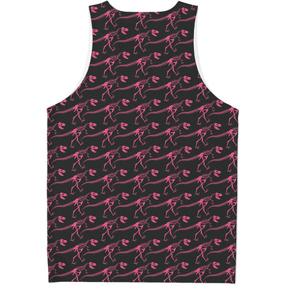 Pink Tyrannosaurus Fossil Pattern Print Men's Tank Top