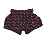 Pink Tyrannosaurus Fossil Pattern Print Muay Thai Boxing Shorts