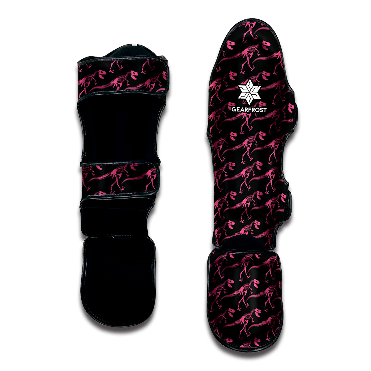 Pink Tyrannosaurus Fossil Pattern Print Muay Thai Shin Guard