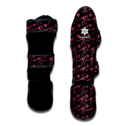 Pink Tyrannosaurus Fossil Pattern Print Muay Thai Shin Guard