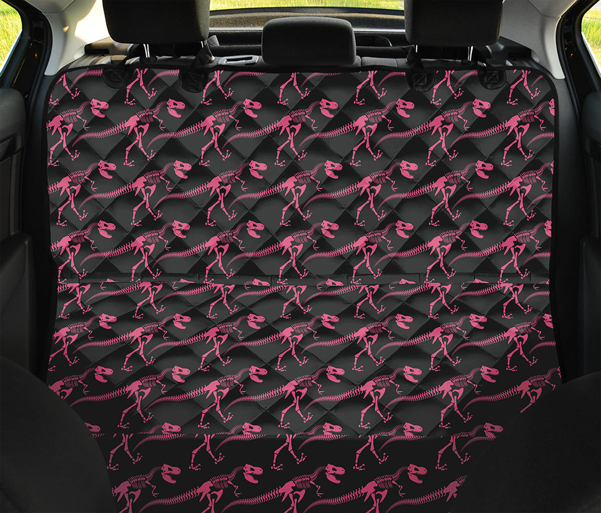 Pink Tyrannosaurus Fossil Pattern Print Pet Car Back Seat Cover