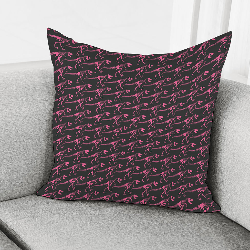 Pink Tyrannosaurus Fossil Pattern Print Pillow Cover