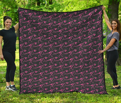 Pink Tyrannosaurus Fossil Pattern Print Quilt