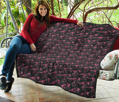 Pink Tyrannosaurus Fossil Pattern Print Quilt
