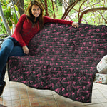 Pink Tyrannosaurus Fossil Pattern Print Quilt