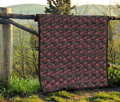 Pink Tyrannosaurus Fossil Pattern Print Quilt