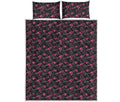 Pink Tyrannosaurus Fossil Pattern Print Quilt Bed Set